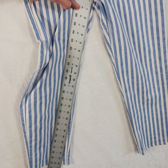 Main Strip, Blue & White Stripe, Off Shoulder Jumpsuit, Spaghetti Straps, Medium - Picture 13 of 14